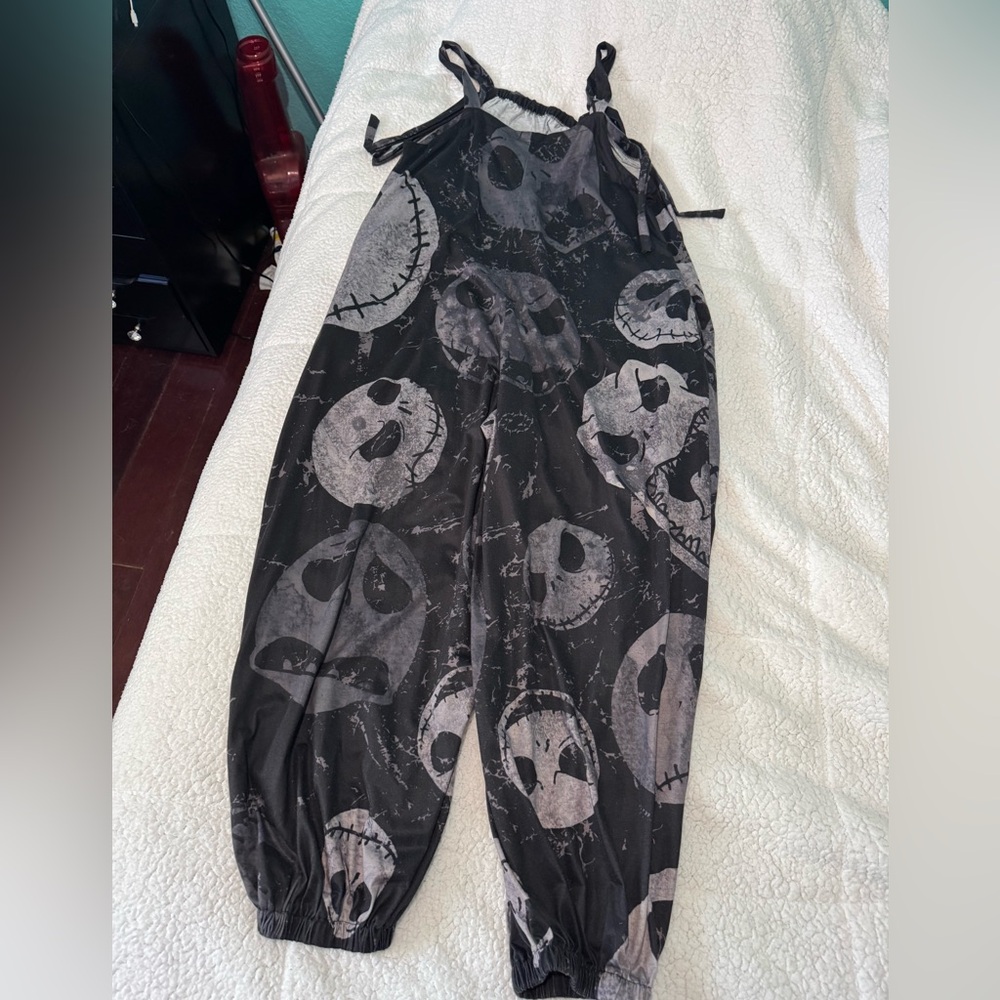 Nightmare before Christmas Black and Gray Jumpsuit with Skull Design